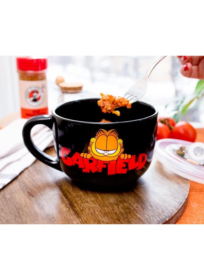 Silver Buffalo Garfield 24oz Ceramic Soup Mug w/Vented Plastic Lid