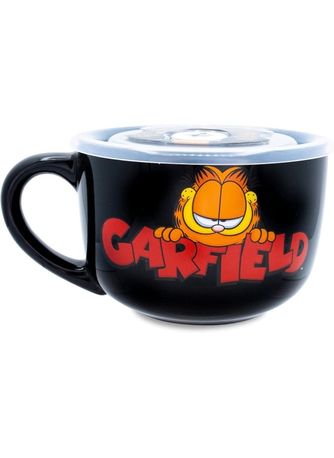 Silver Buffalo Garfield 24oz Ceramic Soup Mug w/Vented Plastic Lid