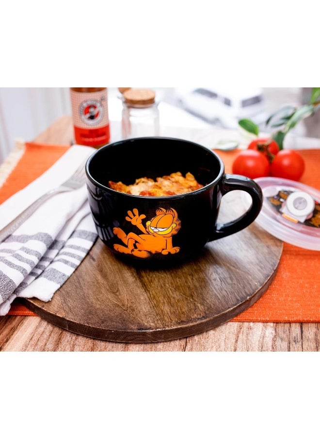 Silver Buffalo Garfield 24oz Ceramic Soup Mug w/Vented Plastic Lid