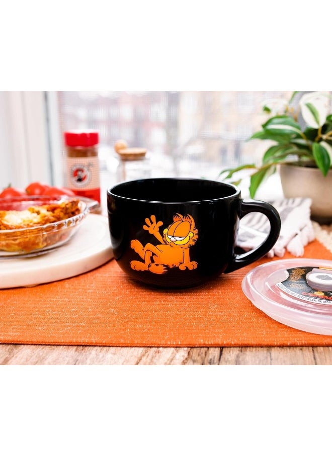 Silver Buffalo Garfield 24oz Ceramic Soup Mug w/Vented Plastic Lid