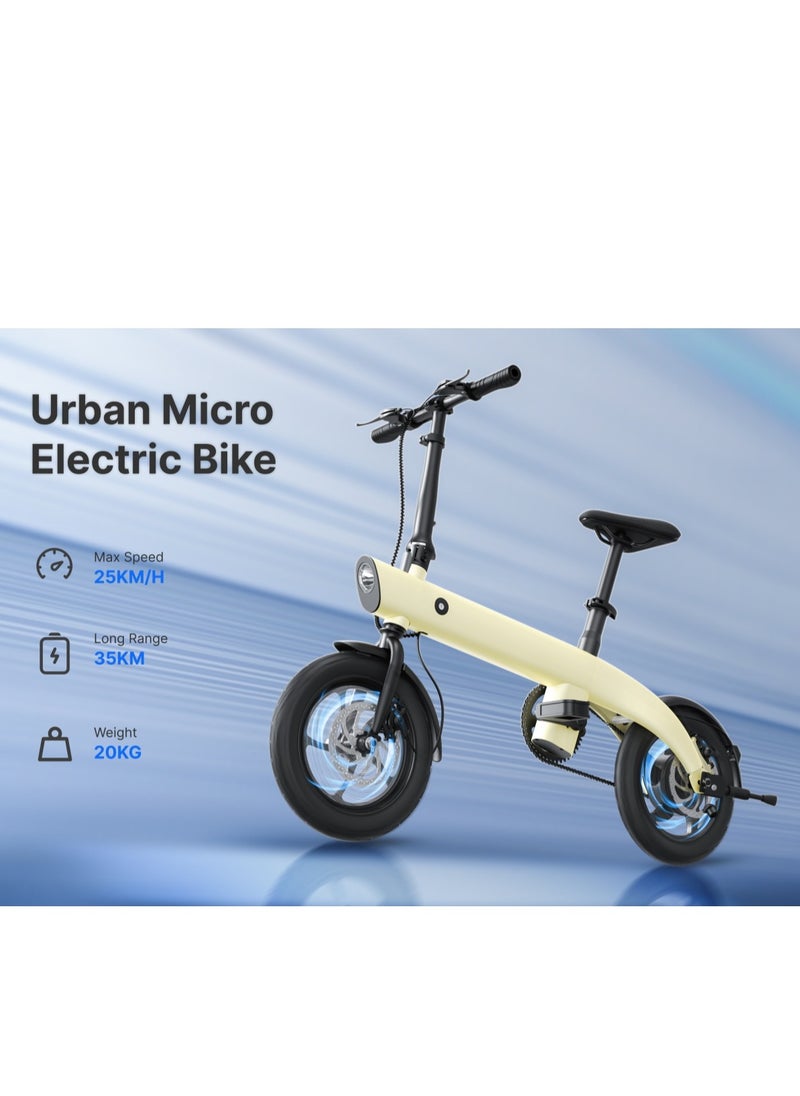 H2C Micro Electric Bicycle 20kg Lightweight Foldable E-Bike With 250w Motor, 40-45km Power Assist, 36v15.2ah Detachable Battery, 14