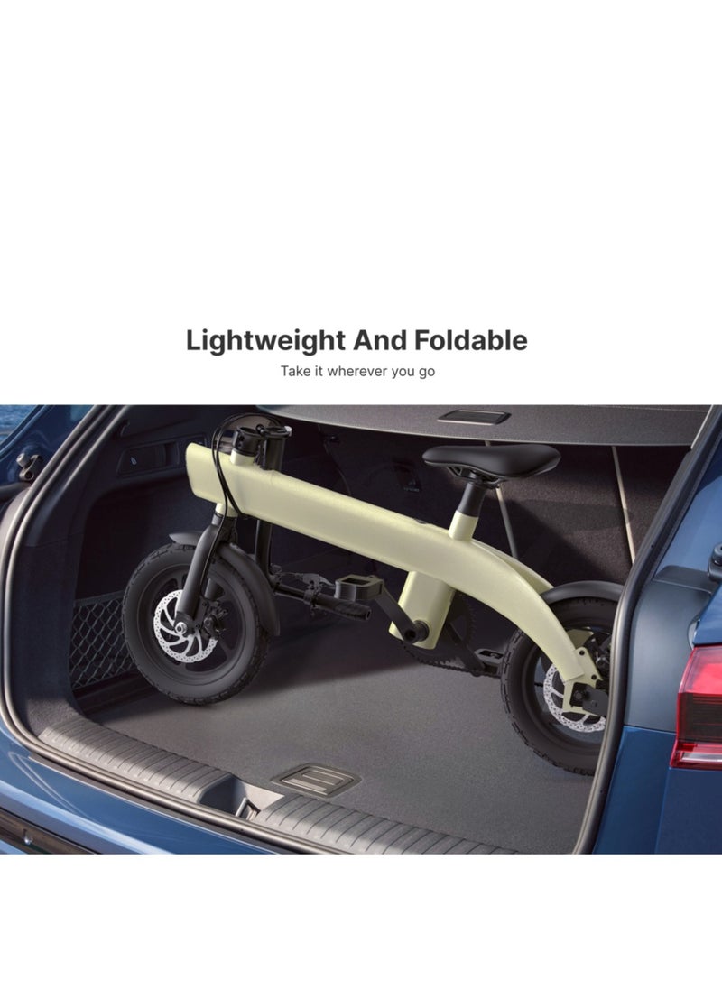 H2C Micro Electric Bicycle 20kg Lightweight Foldable E-Bike With 250w Motor, 40-45km Power Assist, 36v15.2ah Detachable Battery, 14