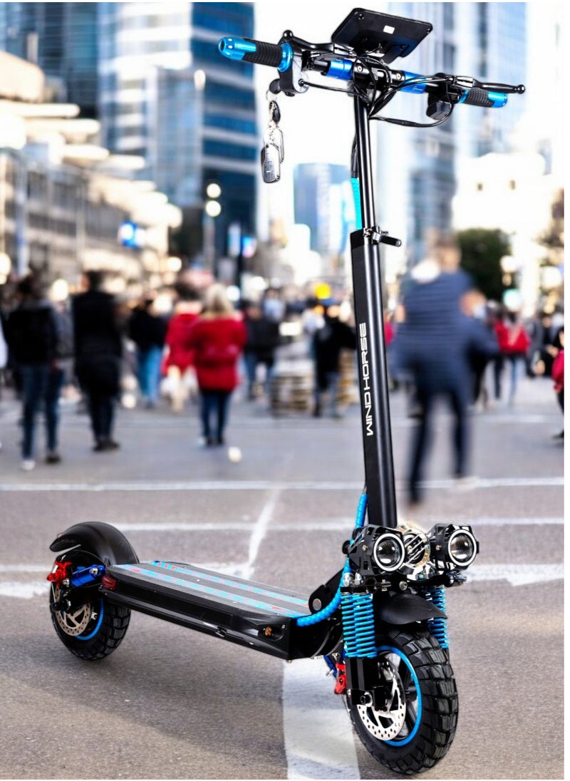H5 Folding Electric Scooter, 1200W Motor, 48V 13Ah Battery, 50KM/H Max Speed, 30KM Range, 10 Inches Tires, Dual Suspension and Remote Lock