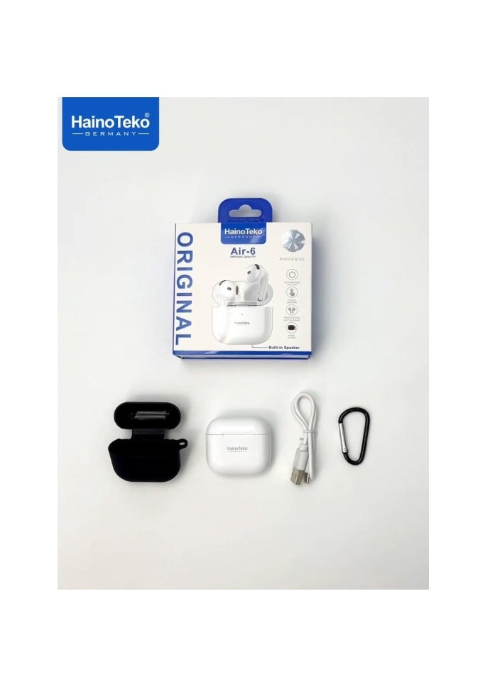 Haino Teko AIR6 True Wireless Stereo Earbuds with Multi Functional Touch Control HD Clear Microphone High Bass Sound Quality