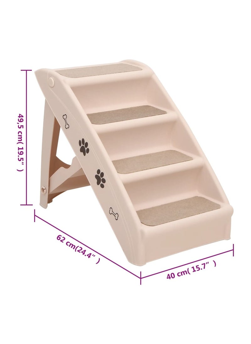 Folding Dog Stairs Cream 62x40x49.5 cm