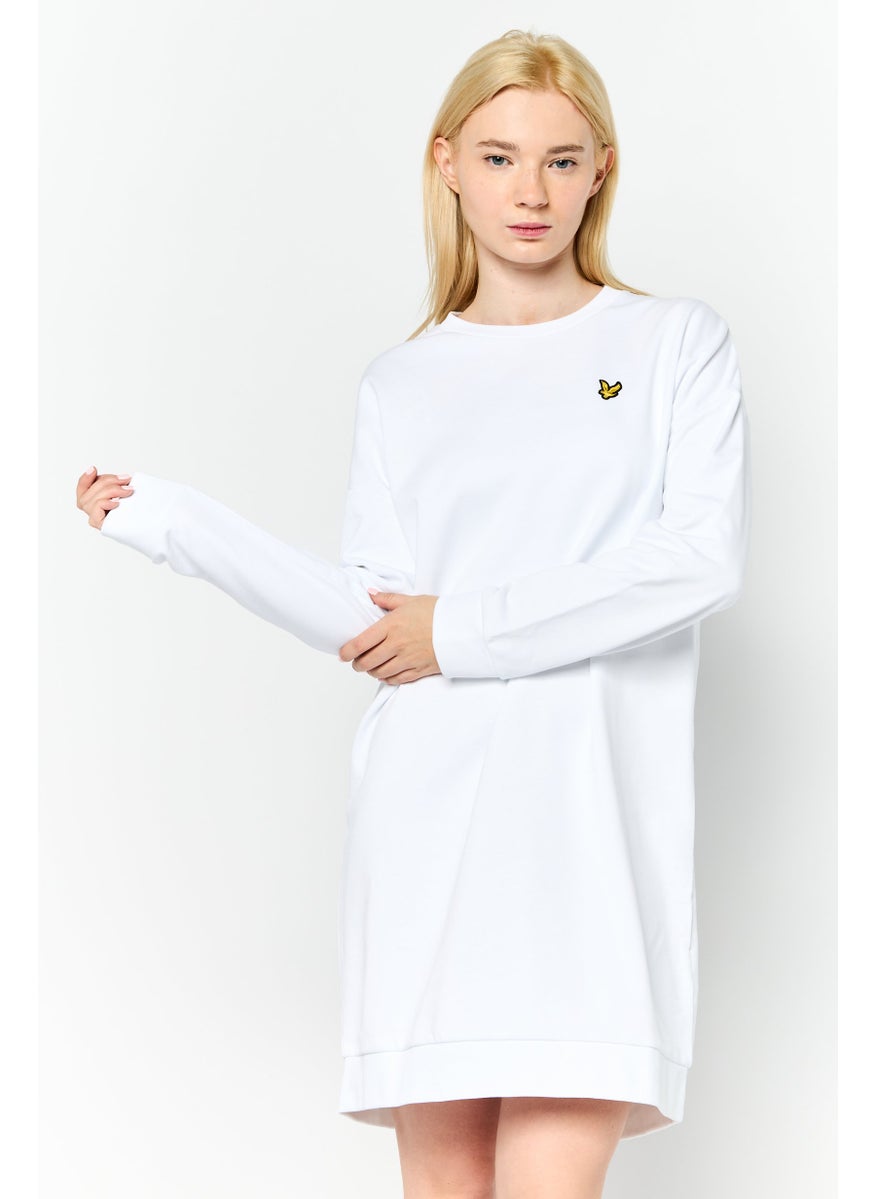 Women Embroidered Logo Sweatshirt Dress, White