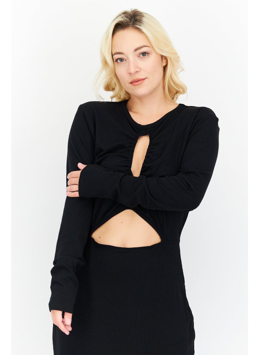 Women Cutout Knit Maxi Dress, Black