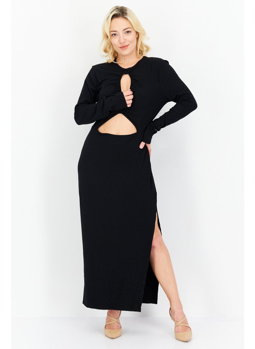 Women Cutout Knit Maxi Dress, Black