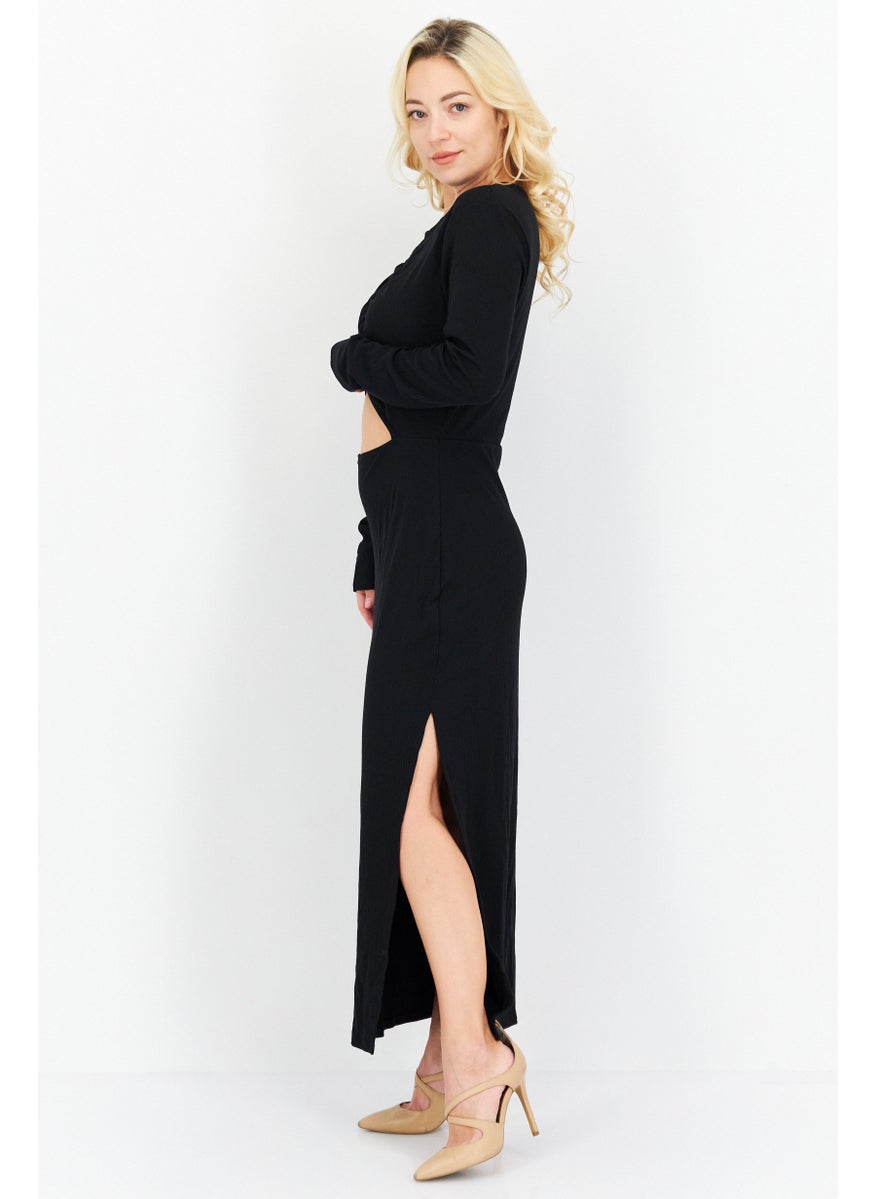 Women Cutout Knit Maxi Dress, Black