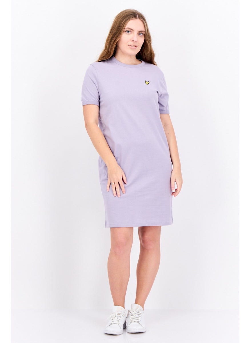 Women Embroidered Logo Mini Dress, Lilac