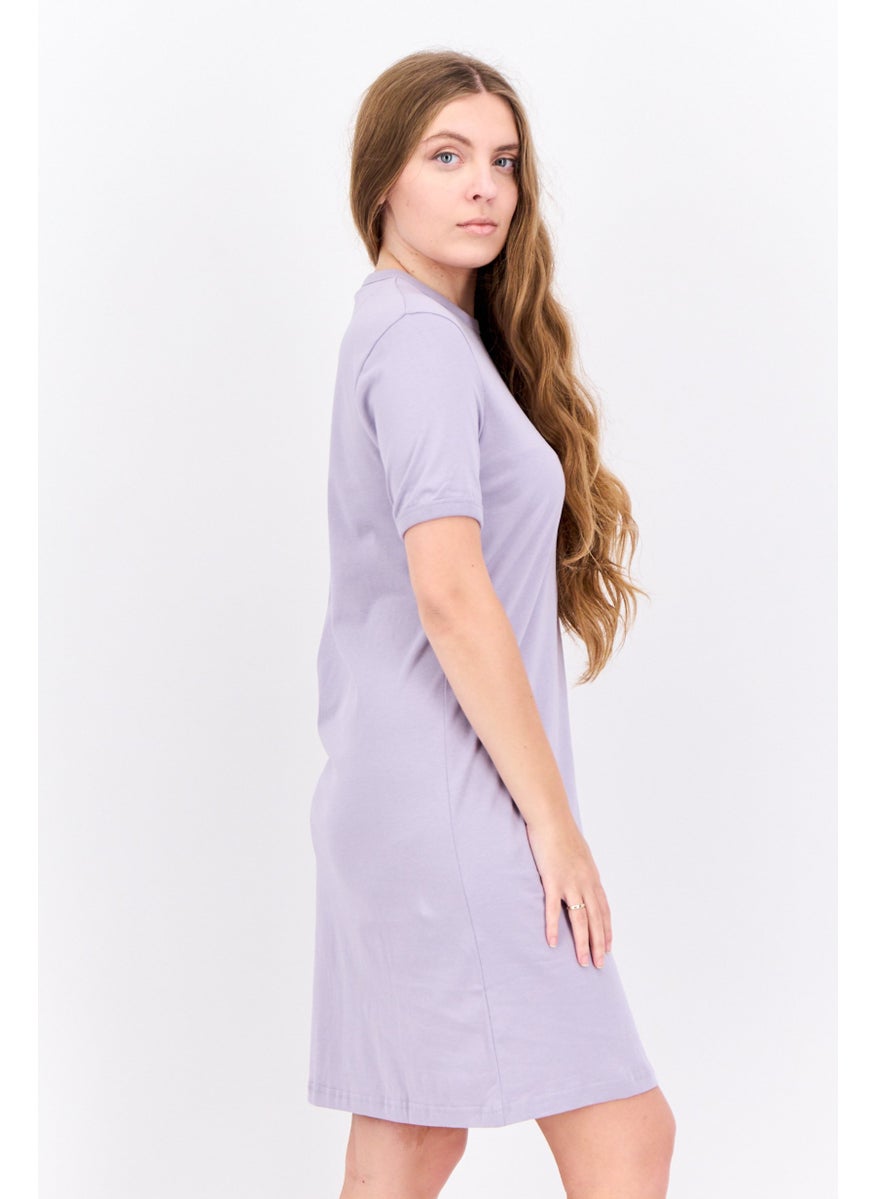 Women Embroidered Logo Mini Dress, Lilac