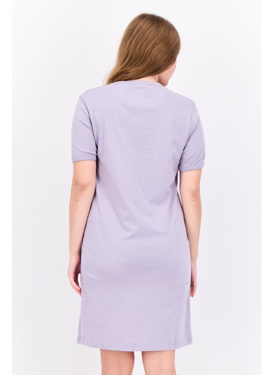 Women Embroidered Logo Mini Dress, Lilac