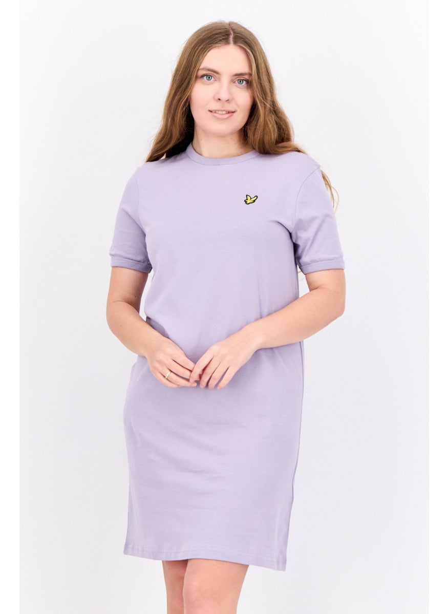 Women Embroidered Logo Mini Dress, Lilac