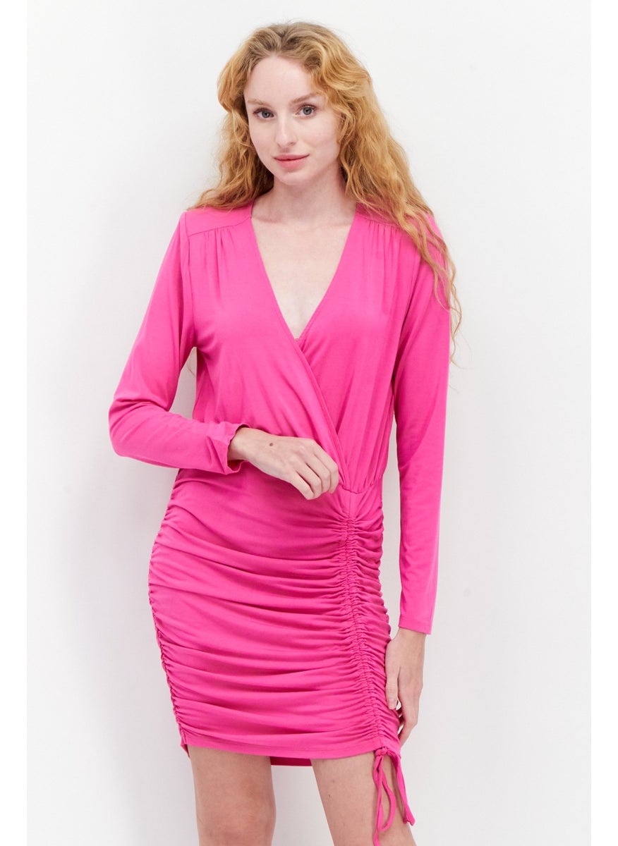Women Plain Midi Dress, Pink