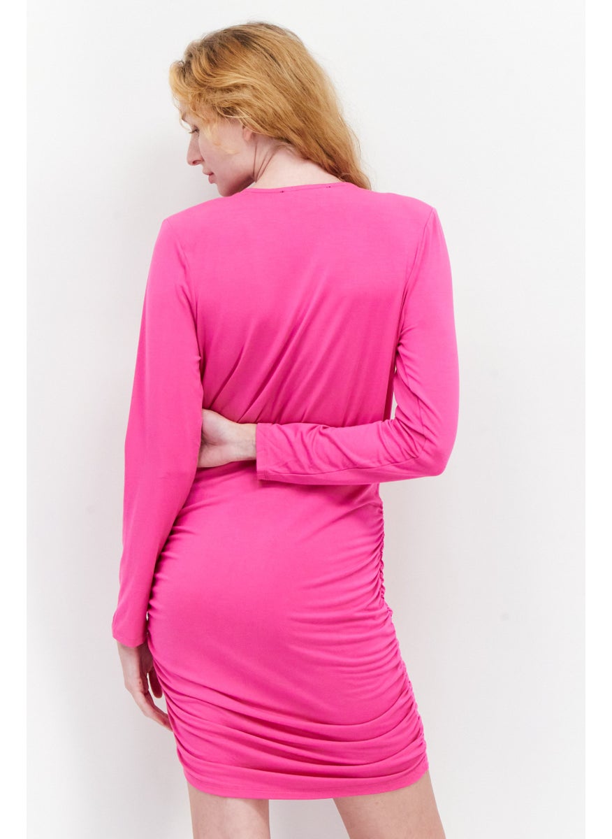 Women Plain Midi Dress, Pink