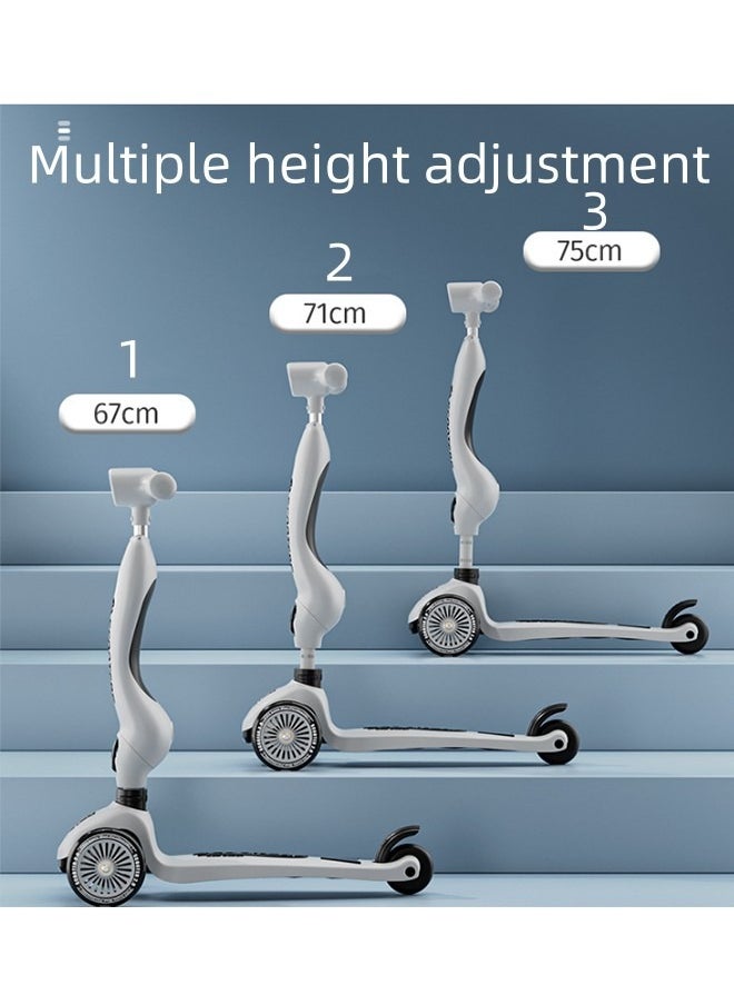 3 Wheeled Scooter for Kids - 2-in-1 Sit/Stand Child Toddlers, Kids Scooter with PU Luminous with Non-Slip Handle and Wide Deck, Sensitive Brakes, Adjustable Height, Scooters for Kids 0-6 Years