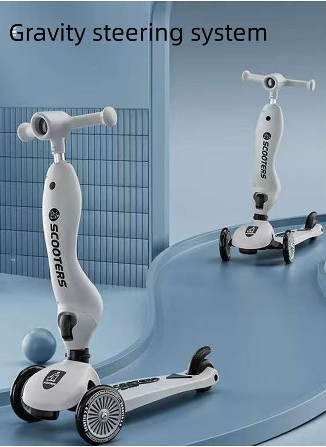 3 Wheeled Scooter for Kids - 2-in-1 Sit/Stand Child Toddlers, Kids Scooter with PU Luminous with Non-Slip Handle and Wide Deck, Sensitive Brakes, Adjustable Height, Scooters for Kids 0-6 Years