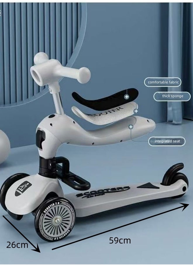 3 Wheeled Scooter for Kids - 2-in-1 Sit/Stand Child Toddlers, Kids Scooter with PU Luminous with Non-Slip Handle and Wide Deck, Sensitive Brakes, Adjustable Height, Scooters for Kids 0-6 Years