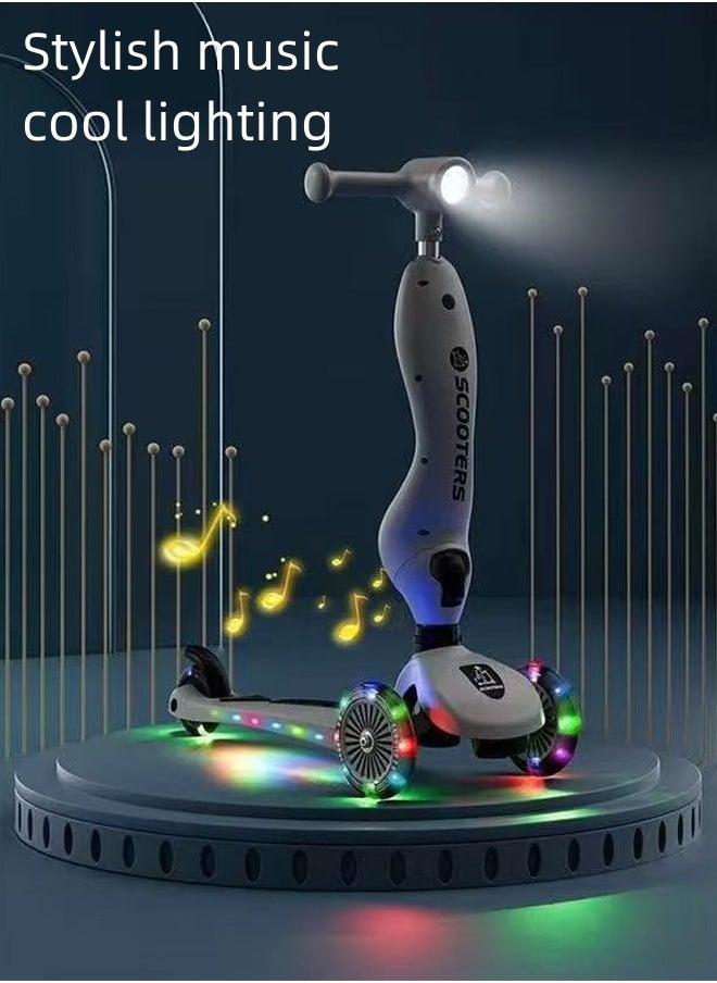3 Wheeled Scooter for Kids - 2-in-1 Sit/Stand Child Toddlers, Kids Scooter with PU Luminous with Non-Slip Handle and Wide Deck, Sensitive Brakes, Adjustable Height, Scooters for Kids 0-6 Years