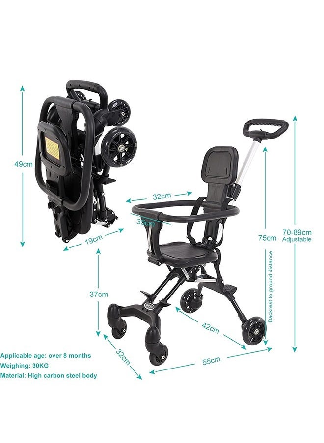 Baby Stroller, Baby Riding Magic Tool, Lightweight Foldable Baby Stroller, Two-Way Stroller, Four Wheels