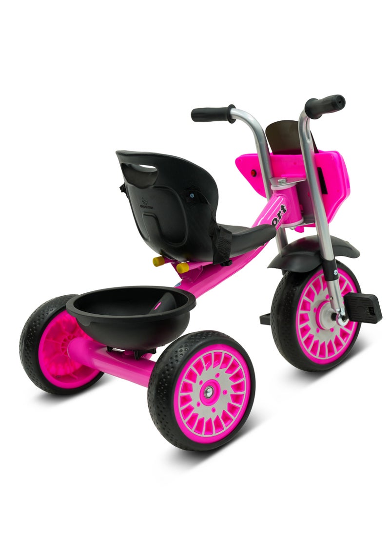 Lovely Baby Elgo Smart Tricycle for Kids LB 2288 – Lights, Music, Rear Basket, EVA Wheels, Safety Seatbelt & Steel Frame – Durable & Fun Ride-On for Toddlers, Ages 2-4 Years