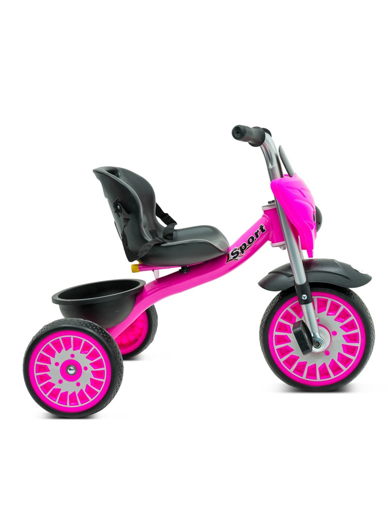 Lovely Baby Elgo Smart Tricycle for Kids LB 2288 – Lights, Music, Rear Basket, EVA Wheels, Safety Seatbelt & Steel Frame – Durable & Fun Ride-On for Toddlers, Ages 2-4 Years