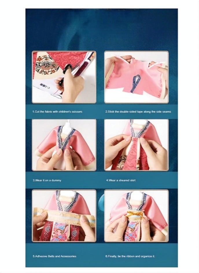 China Hanfu Dressing Doll Clothing Designer Handmade DIY Material Kit Birthday Gift for Girls Hanfu Design - Purple Chinese Traditional Formal Dress Clothing Toy Educational Cuteness Trendy New Fashion Popular Beautiful Festival Children's Character Creative Classical Traditional Tang Style Beauty [Can make 5 sets of formal dresses at the same time]