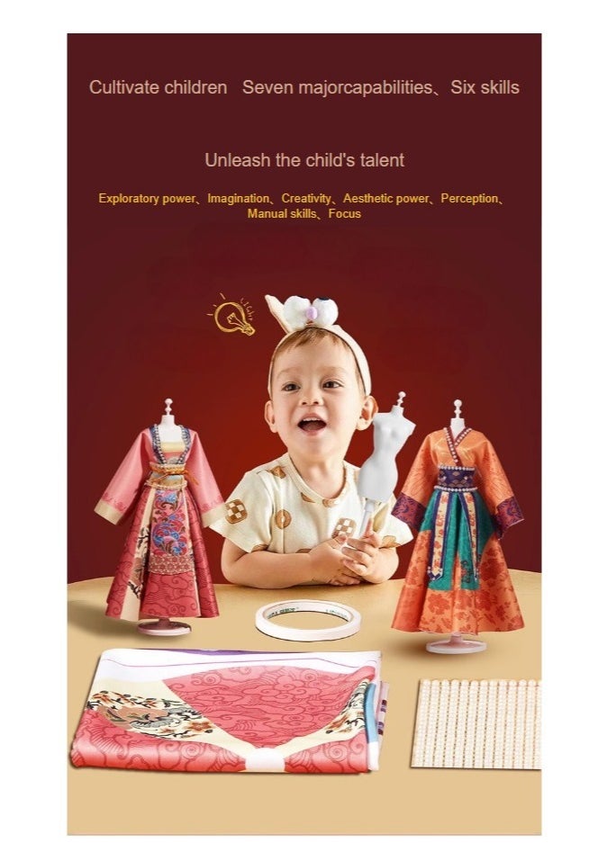 China Hanfu Dressing Doll Clothing Designer Handmade DIY Material Kit Birthday Gift for Girls Hanfu Design - Purple Chinese Traditional Formal Dress Clothing Toy Educational Cuteness Trendy New Fashion Popular Beautiful Festival Children's Character Creative Classical Traditional Tang Style Beauty [Can make 5 sets of formal dresses at the same time]