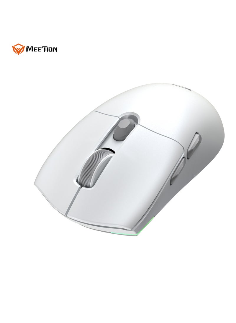 Meetion GW33 Lightweight 1K Wireless/Bluetooth/Wired Gaming Mouse 6 Programmable Button Rechargeable 10000DPI Optical Sensor Mouse (White)