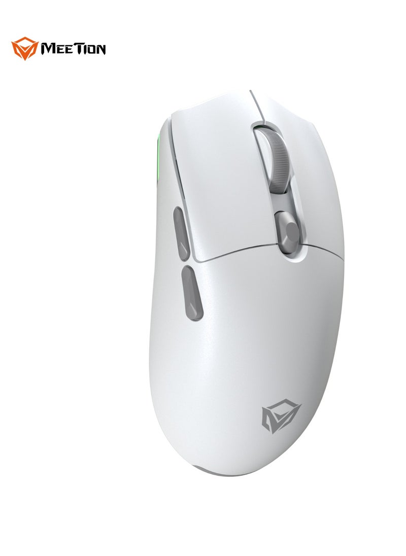 Meetion GW33 Lightweight 1K Wireless/Bluetooth/Wired Gaming Mouse 6 Programmable Button Rechargeable 10000DPI Optical Sensor Mouse (White)