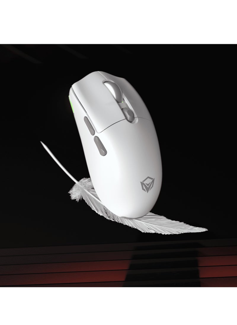 Meetion GW33 Lightweight 1K Wireless/Bluetooth/Wired Gaming Mouse 6 Programmable Button Rechargeable 10000DPI Optical Sensor Mouse (White)