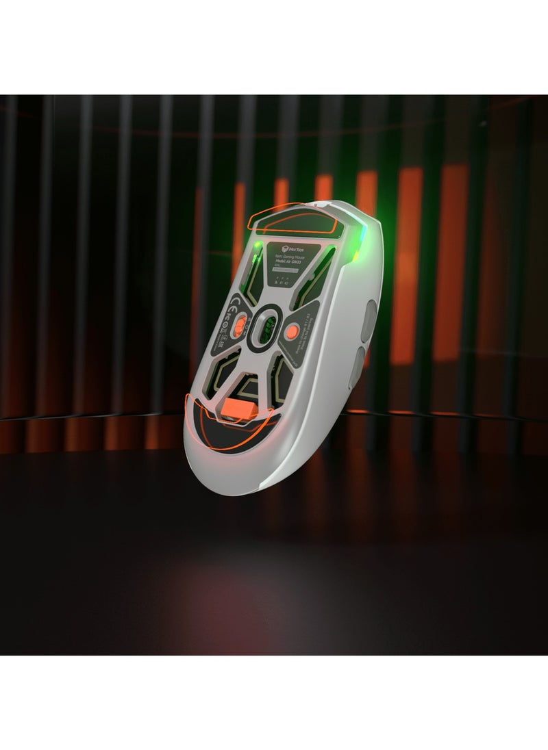 Meetion GW33 Lightweight 1K Wireless/Bluetooth/Wired Gaming Mouse 6 Programmable Button Rechargeable 10000DPI Optical Sensor Mouse (White)