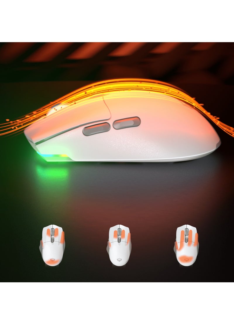 Meetion GW33 Lightweight 1K Wireless/Bluetooth/Wired Gaming Mouse 6 Programmable Button Rechargeable 10000DPI Optical Sensor Mouse (White)