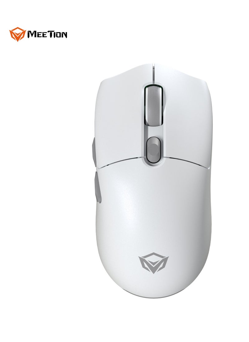 Meetion GW33 Lightweight 1K Wireless/Bluetooth/Wired Gaming Mouse 6 Programmable Button Rechargeable 10000DPI Optical Sensor Mouse (White)