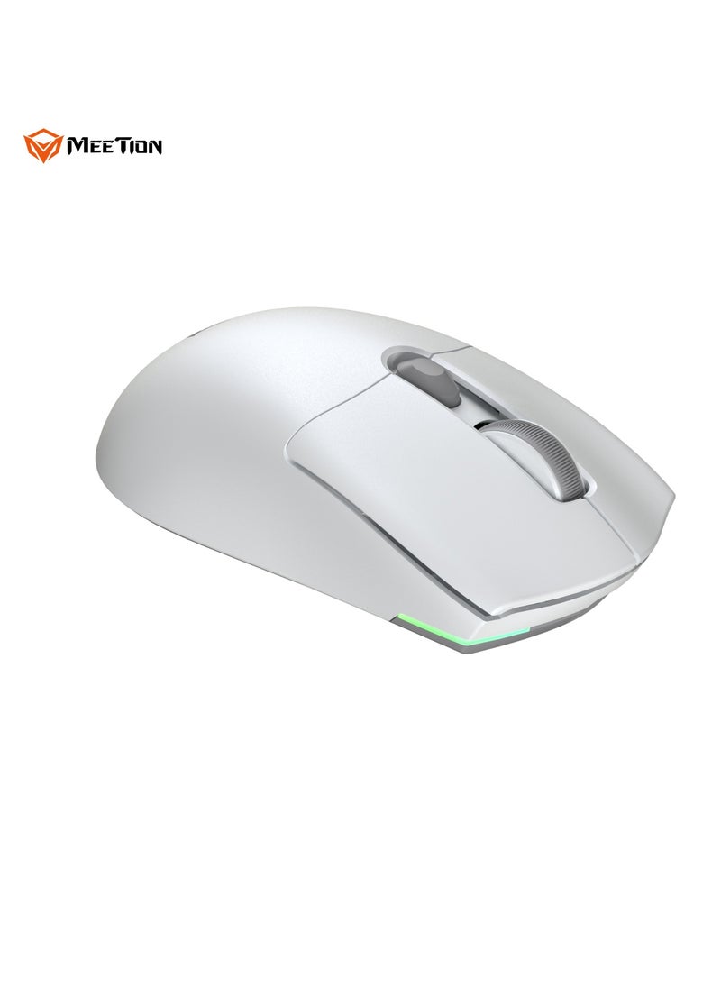 Meetion GW33 Lightweight 1K Wireless/Bluetooth/Wired Gaming Mouse 6 Programmable Button Rechargeable 10000DPI Optical Sensor Mouse (White)