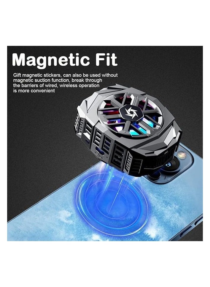 Wireless Phone Cooler Fan, Magnetic Cell Phone Cooler Built-in Battery, Portable Gaming Semiconductor Cooling Compatible with iPhone, Samsung and Google Pixel and More