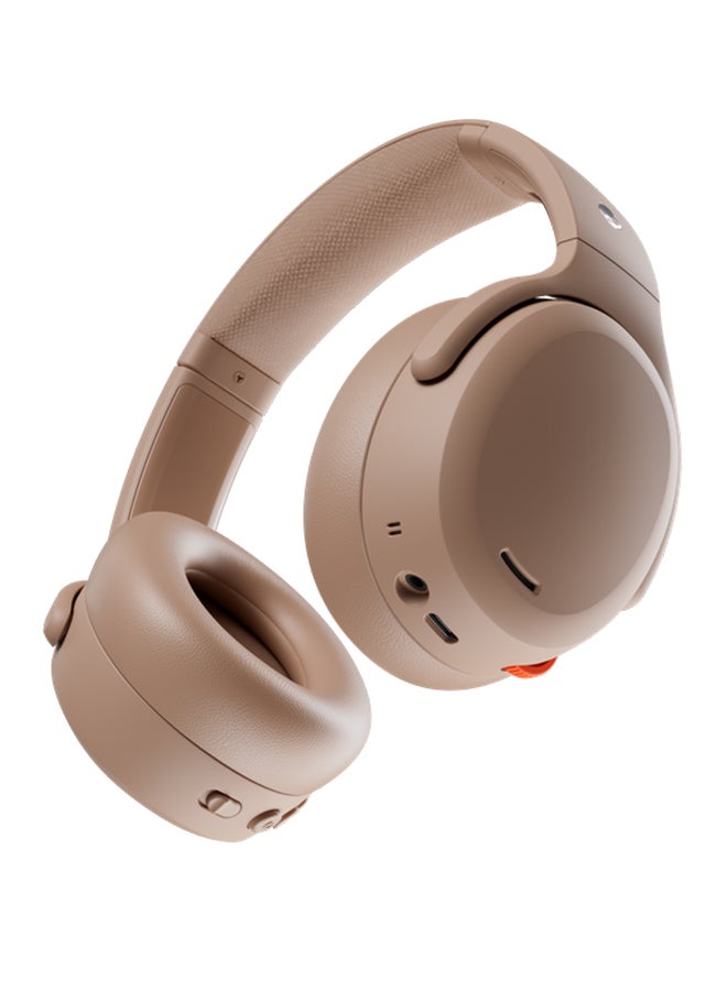 Crusher ANC 2 Over-Ear Noise Cancelling Wireless Headphones with Sensory Bass, 50 Hr Battery, Skull-iQ, Alexa Enabled, Microphone, Works with Bluetooth Devices - Primer Tan