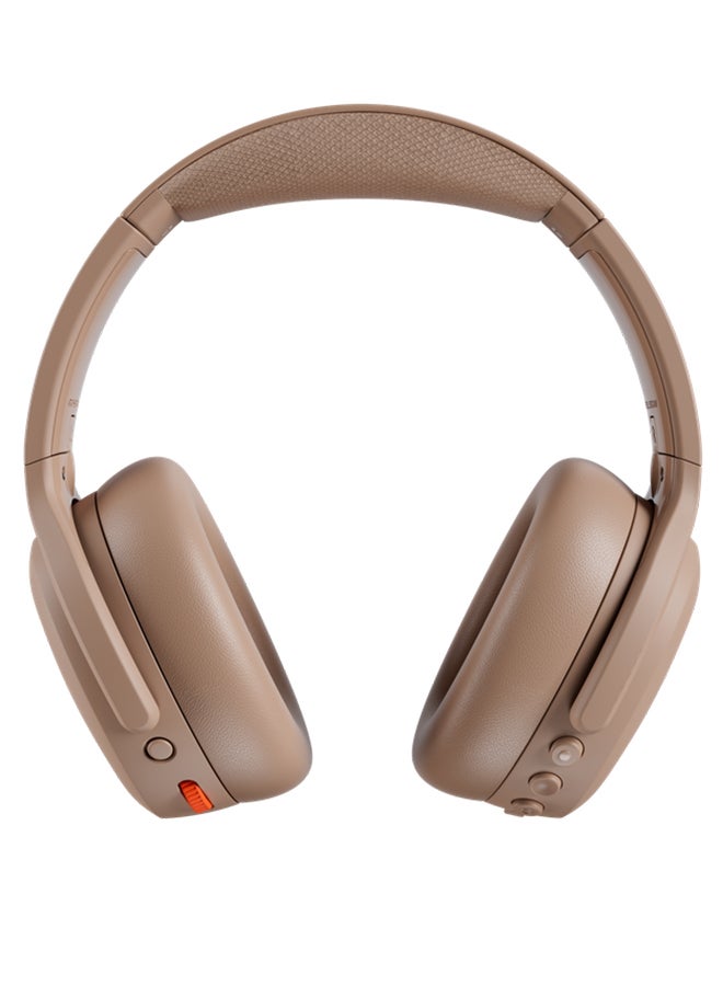 Crusher ANC 2 Over-Ear Noise Cancelling Wireless Headphones with Sensory Bass, 50 Hr Battery, Skull-iQ, Alexa Enabled, Microphone, Works with Bluetooth Devices - Primer Tan