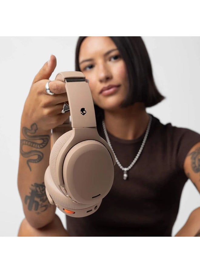 Crusher ANC 2 Over-Ear Noise Cancelling Wireless Headphones with Sensory Bass, 50 Hr Battery, Skull-iQ, Alexa Enabled, Microphone, Works with Bluetooth Devices - Primer Tan