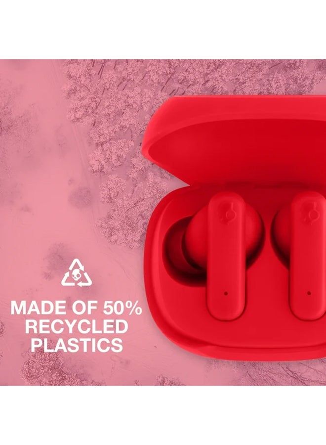 Smokin' Buds in-Ear Wireless Earbuds, 20 Hr Battery, 50% Renewable Plastics, Microphone, Works with iPhone Android and Bluetooth Devices - Flame Red