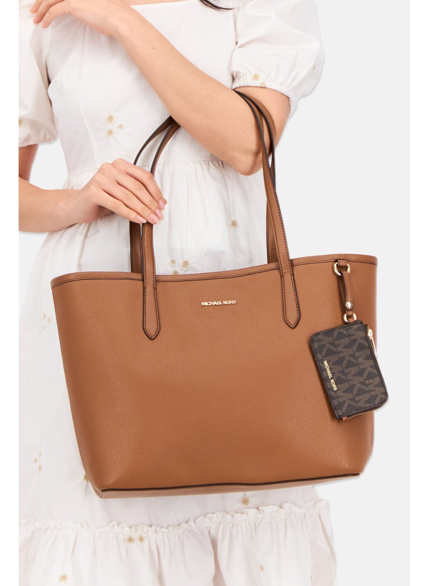 Women Brand Logo Tote Bag 30 H x 41 L x 13 W cm With Card Holder, Brown