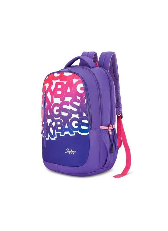 Skybags Polyester Printed Pattern Drip 07 School Backpack (Purple, Large)