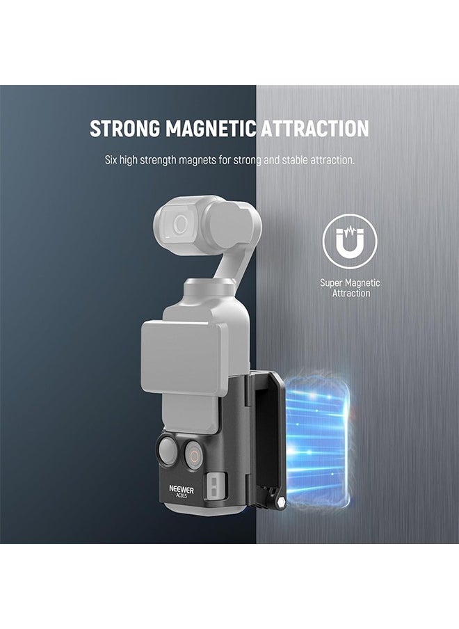 NEEWER Magnetic Mount Stand Compatible with DJI Osmo Pocket 3, 180° Adjustable Lightweight Mini Camera Holder, Multifunctional Accessories Expansion Adapter Bracket for Pocket 3 Battery Handle, AC015