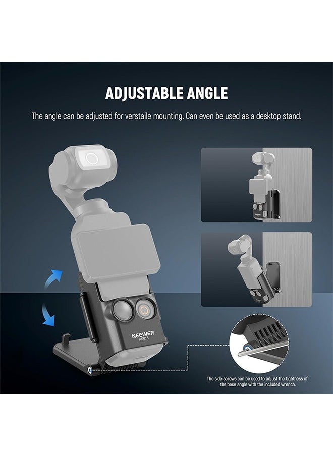 NEEWER Magnetic Mount Stand Compatible with DJI Osmo Pocket 3, 180° Adjustable Lightweight Mini Camera Holder, Multifunctional Accessories Expansion Adapter Bracket for Pocket 3 Battery Handle, AC015