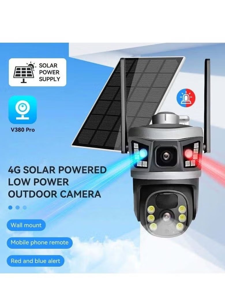 NEW V380 Dual Lens Wireless Solar Camera – 6MP 4G Self-Tracking Outdoor Security Camera with Solar Power, Night Vision, Motion Detection, Waterproof, Ideal for Home, Yard, and Property Surveillance