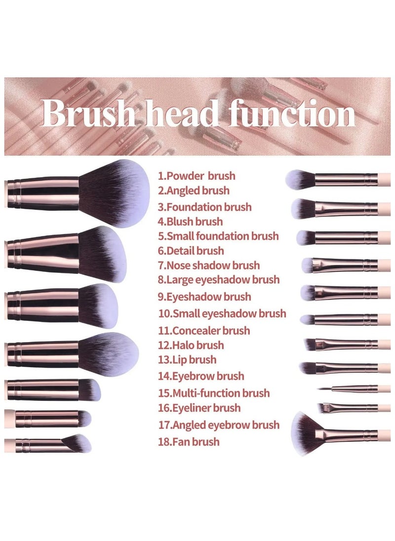 25 Pcs Face Makeup Tools Set, Makeup Brushes, Rotatable Brushes Holder, Makeup Sponge