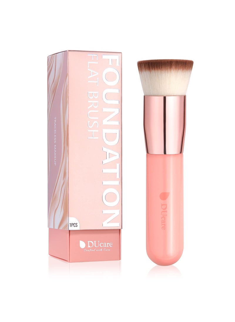 DUcare Foundation Brush for Liquid Makeup Self Tanner Brush Flat Top Kabuki Professional Makeup Brushes Blending Mineral Powder Buffing Stippling Makeup Tools Pink