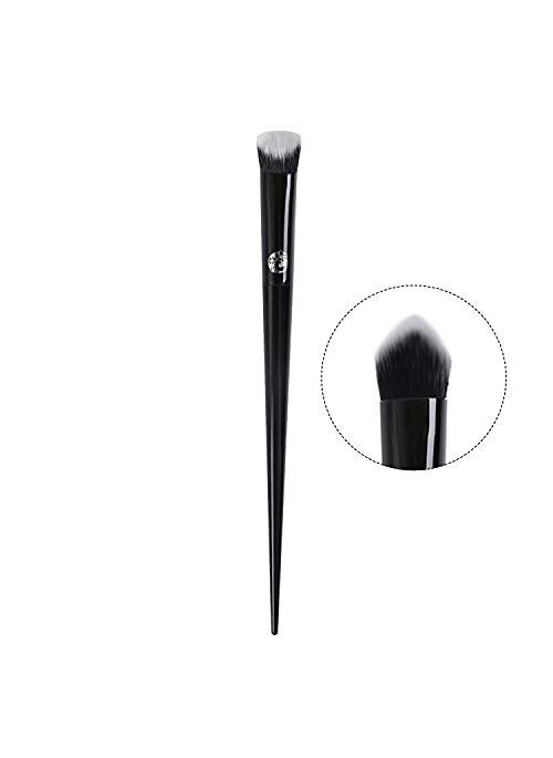 ENERGY Precision Concealer Brush Under Eye Nose Contour Foundation Brush for Liquid Cream Foundation Powder Eyebrow Concealer Blending Baking Buffing Vegan Premium Synthetic Makeup Brush Black