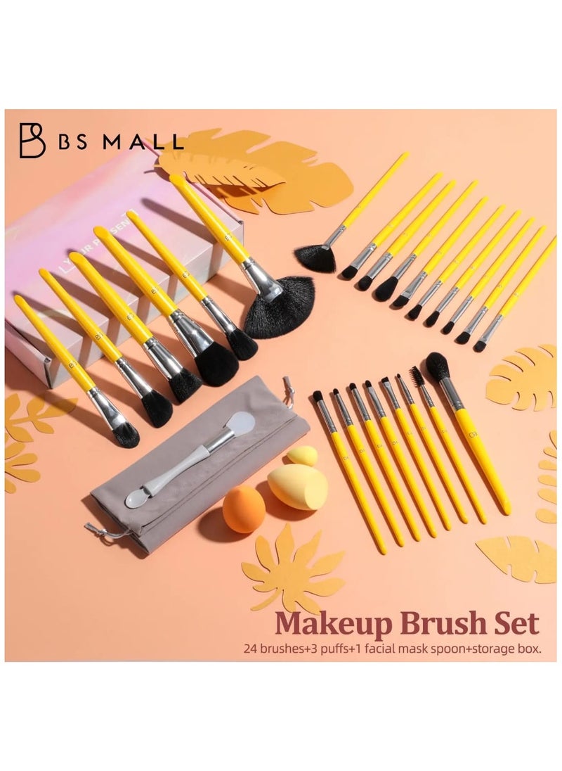 29PCS Face Makeup Tool Kits Soft Makeup Sponge Double-Ended Silicone Clay Mask Applicator Makeup Brushes Best Gift Set