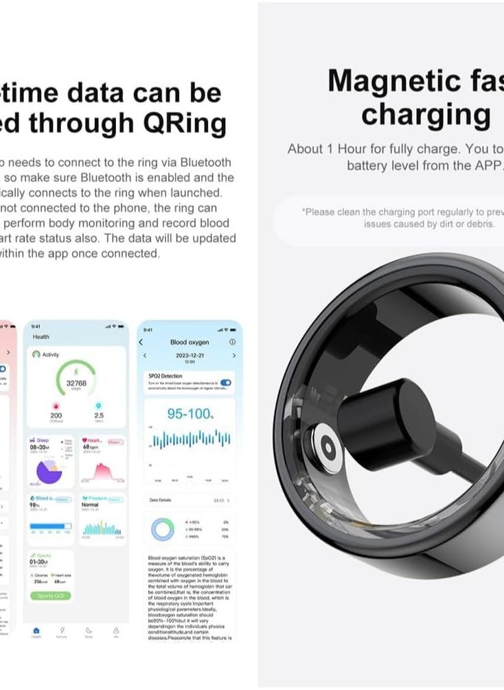 Smart Ring, Activity & Fitness Tracker Ring for Women/Men, No APP Subscription, Fitness Tracking Smart Ring with Calories/Heart Rate/ Monitoring, Waterproof (Gold, #9)